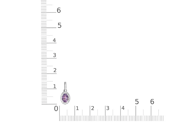 Подвеска из белого золота с аметистом и 19 фианитами