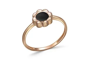 Детское кольцо Цветок из красного золота с ониксом