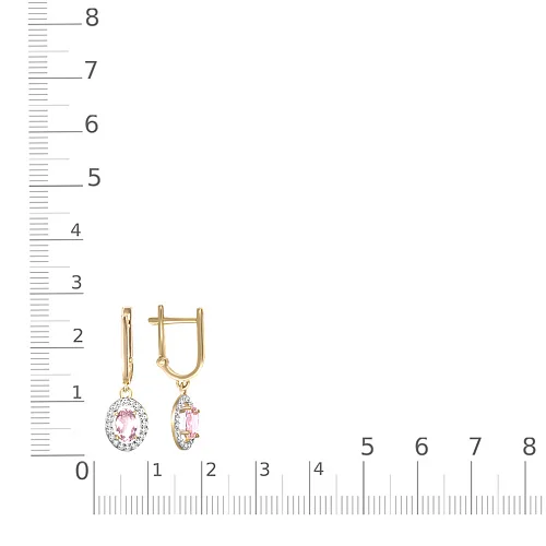 Серьги из жёлтого золота с 2 ситаллами и 40 фианитами