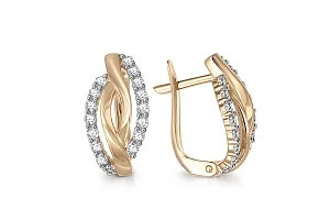 Серьги из жёлтого золота с 32 фианитами