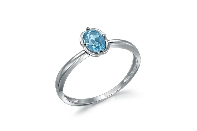 Кольцо из белого золота с топазом swiss