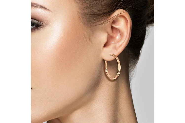 Серьги-конго из красного золота без вставок