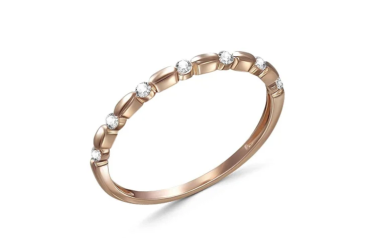 Кольцо Дорожка из красного золота с 7 бриллиантами