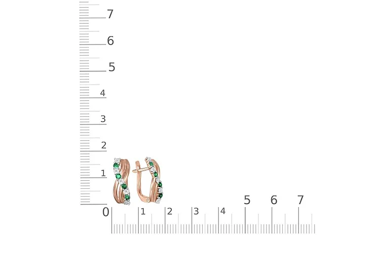 Серьги Дорожки из красного золота с 8 изумрудами и 10 бриллиантами