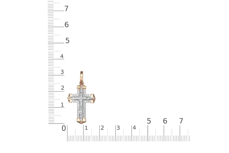 Крест из красного золота с 26 фианитами