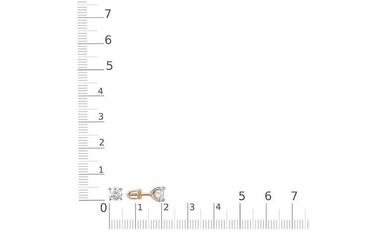 Серьги-пусеты из красного золота с 2 кристаллами swarovski