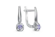 Серьги из белого золота с 2 танзанитами