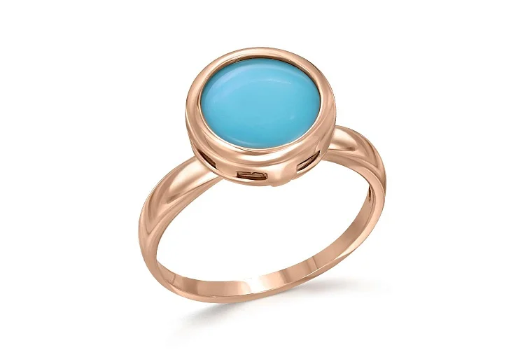 Кольцо из красного золота с бирюзой