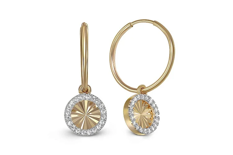 Серьги из жёлтого золота с 40 фианитами