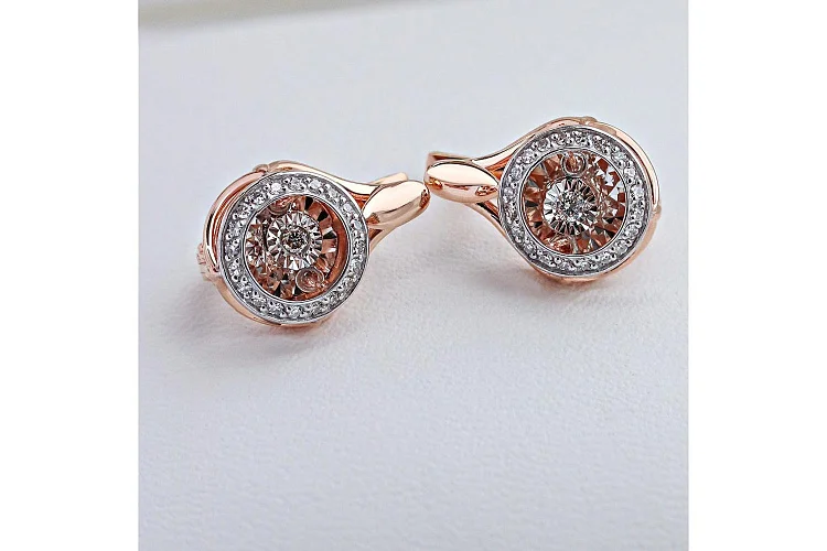Серьги из красного золота с 42 бриллиантами
