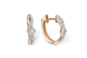 Серьги из красного золота с 54 фианитами