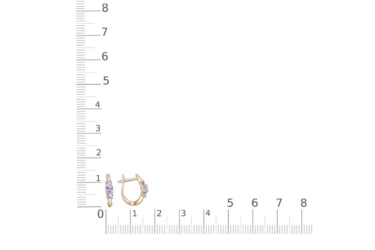 Серьги из красного золота с 6 танзанитами