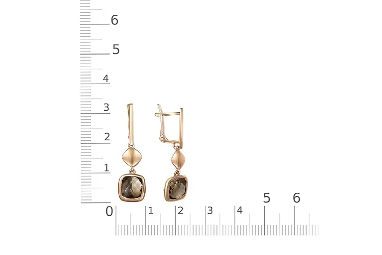 Серьги из красного золота с 2 раухтопазами