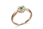 Кольцо из красного золота с изумрудом
