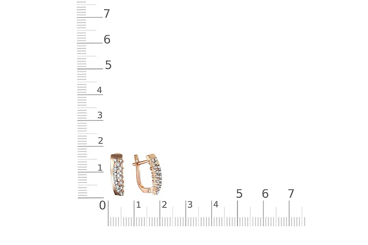 Серьги из красного золота с 30 фианитами