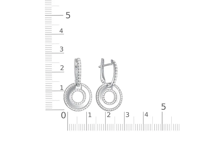 Серьги Круги из белого золота с 130 фианитами