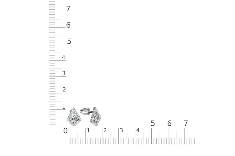 Серьги-пусеты из белого золота с 40 фианитами