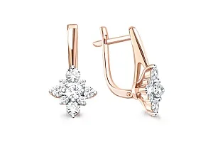 Серьги из красного золота с 18 фианитами