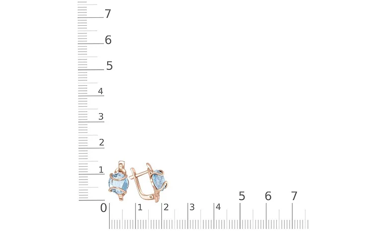 Серьги из красного золота с 2 топазами sky