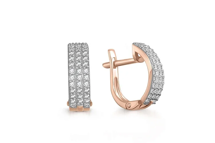 Серьги из красного золота с 350 фианитами