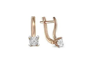 Серьги из красного золота с 2 бриллиантами