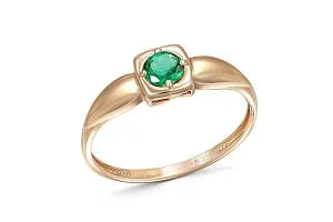 Кольцо из красного золота с изумрудом