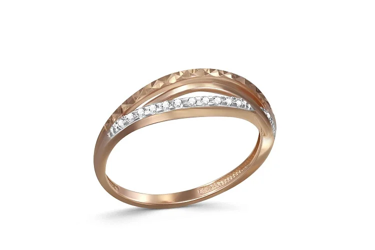 Кольцо Дорожка из красного золота с 12 бриллиантами