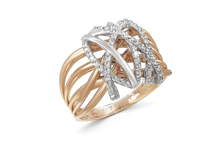 Кольцо из красного золота с 53 бриллиантами