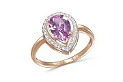 Кольцо из красного золота с аметистом и 26 фианитами