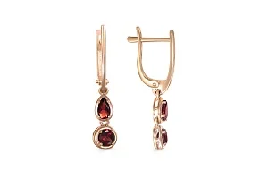 Серьги из красного золота с 4 гранатами