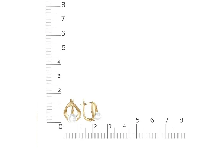 Серьги из жёлтого золота с 2 жемчужинами