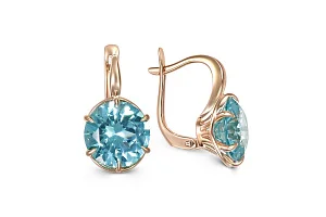 Серьги из красного золота с 2 ситаллами