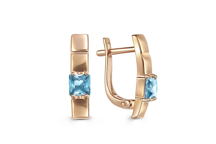 Серьги из красного золота с 2 топазами swiss