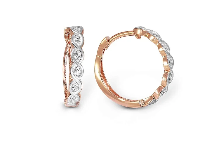 Серьги Дорожки из красного золота с 12 бриллиантами