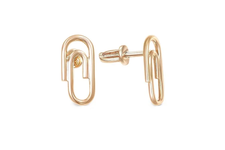 Серьги-пусеты Скрепки из красного золота без вставок