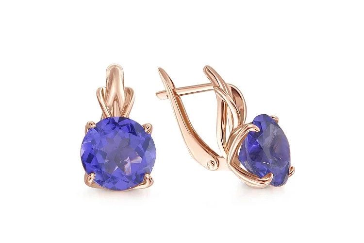 Серьги из красного золота с 2 ситаллами