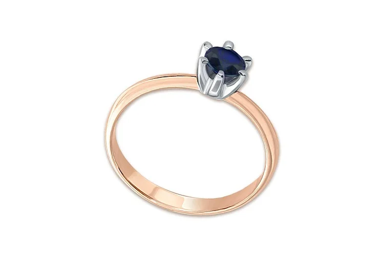 Кольцо из красного золота с сапфиром