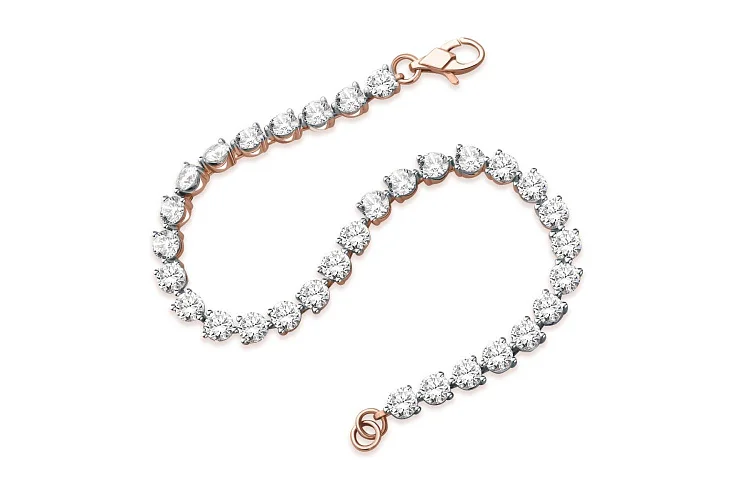 Браслет Дорожка из красного золота с 35 фианитами
