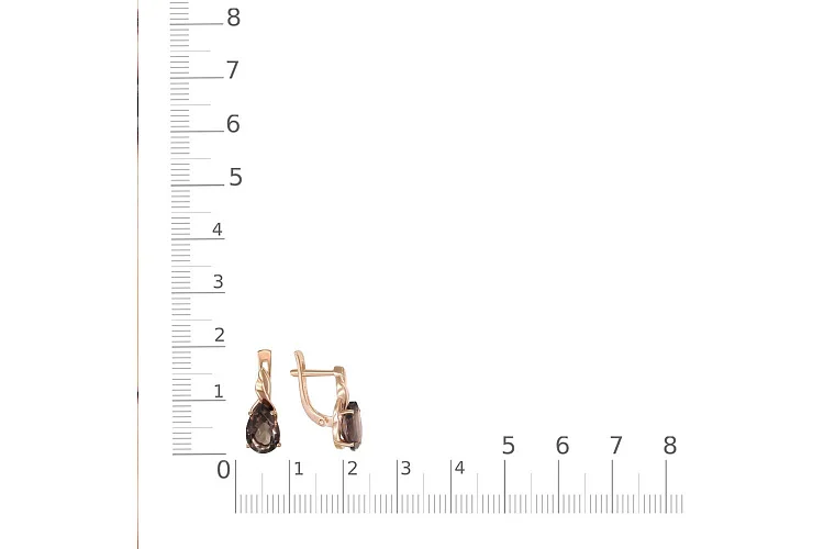 Серьги из красного золота с 2 раухтопазами