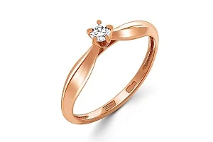 Кольцо из красного золота с бриллиантом