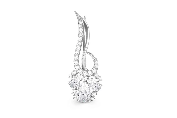 Брошь Цветок из белого золота с 29 фианитами