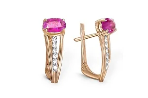 Серьги из красного золота с 2 рубинами и 12 бриллиантами