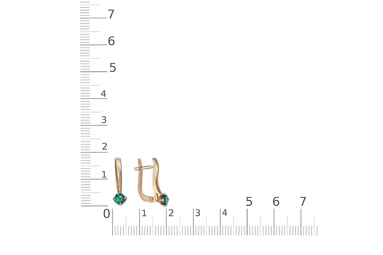 Серьги из красного золота с 2 изумрудами