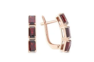 Серьги из красного золота с 6 гранатами