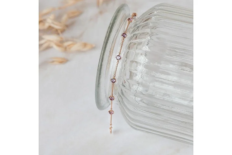 Браслет из красного золота с 8 аметистами