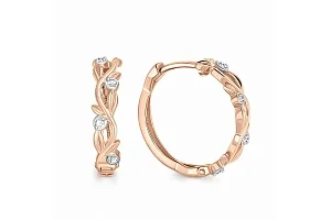 Серьги Веточки из красного золота с 8 фианитами