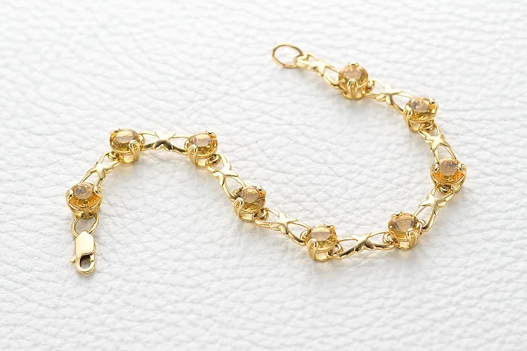 Браслет Дорожка из жёлтого золота с 10 цитринами