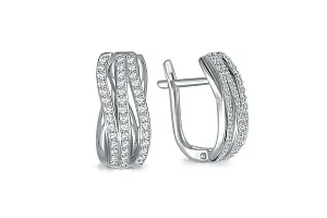 Серьги из белого золота с 84 фианитами