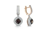 Серьги из красного золота с 2 раухтопазами и 278 фианитами