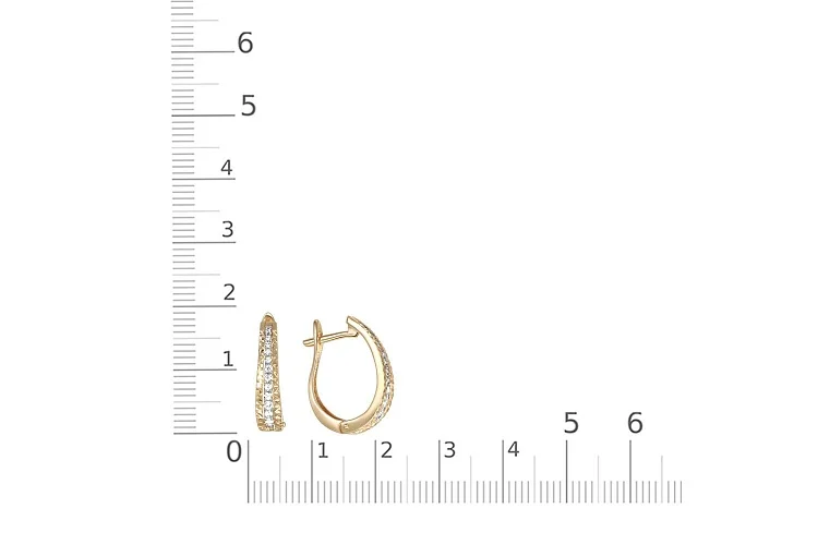 Серьги Дорожки из жёлтого золота с 24 фианитами